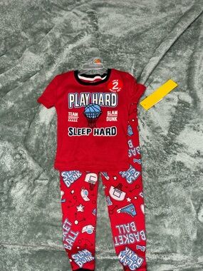 Red "Play Hard Sleep Hard" Kids Pajama Set